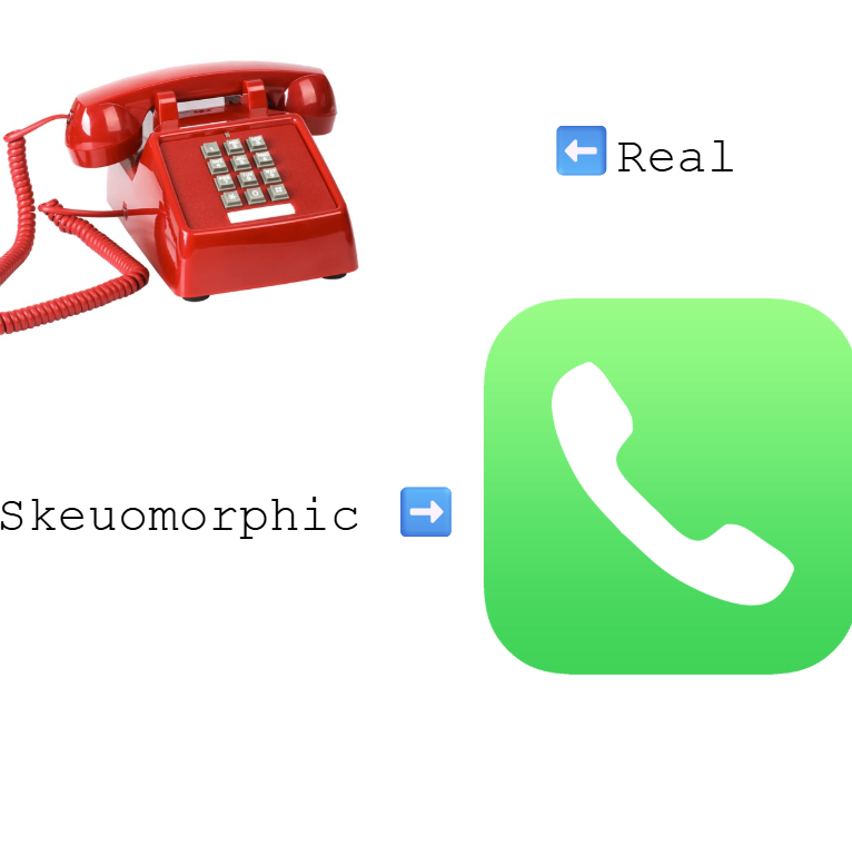 The Apple phone app resembles the handheld part of old phones.