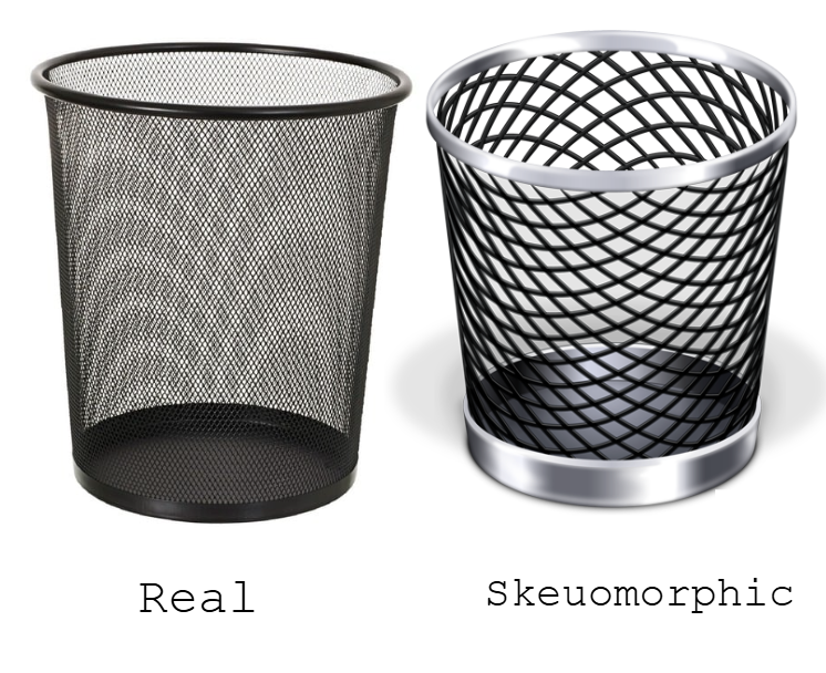 A regular dustbin, followed by a design similar to the one for trash on Microsoft devices.